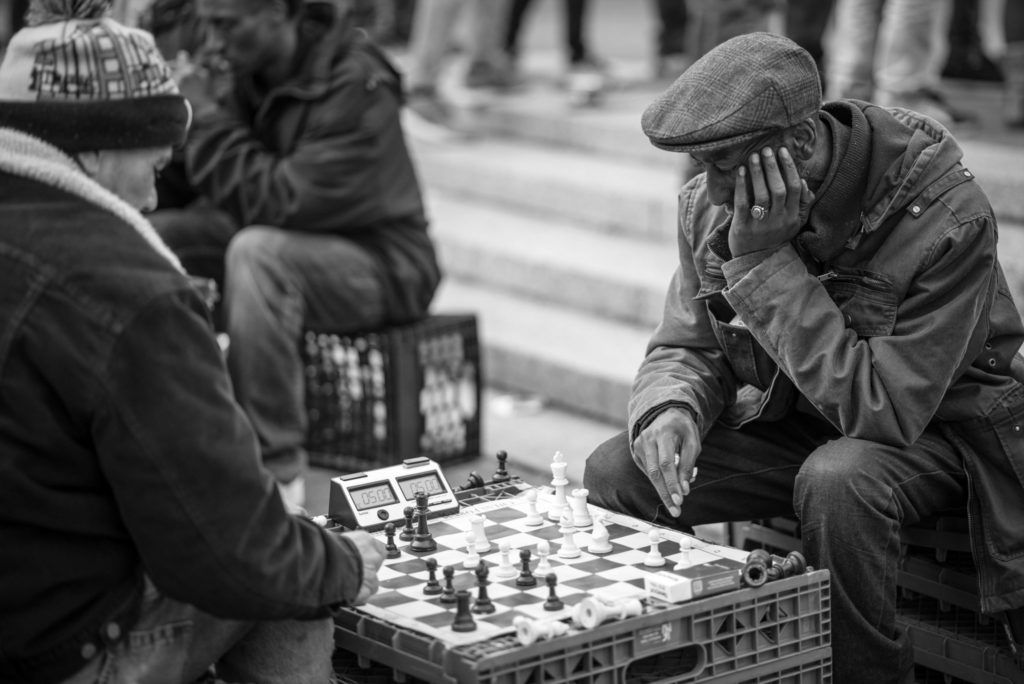 Chess player in New York Union Square